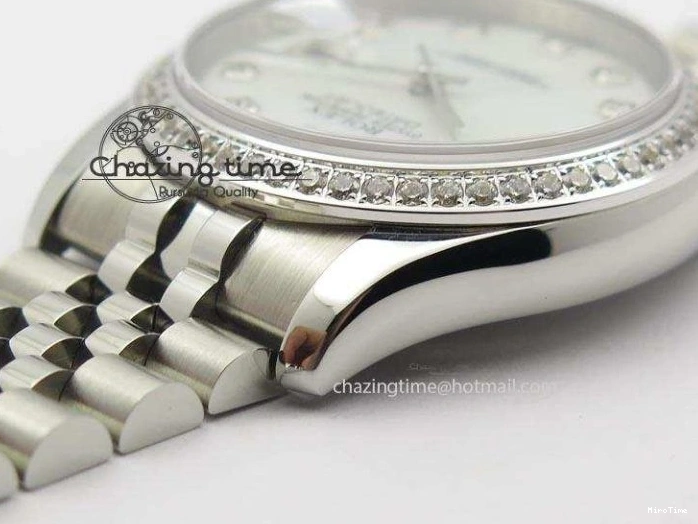 MiroTime 0216 DateJust 116234 BP Best Edition SS White MOP Dial Diamond Markers On SS Bracelet A2824 V ModernLook 3943